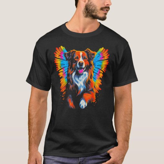 T-shirt Dog Australian Shepherd Angel Wings (Devant)