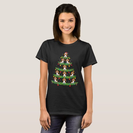 T-shirt Dog Christmas Tree, Beagle Puppy Holiday Design Fo (Devant entier)