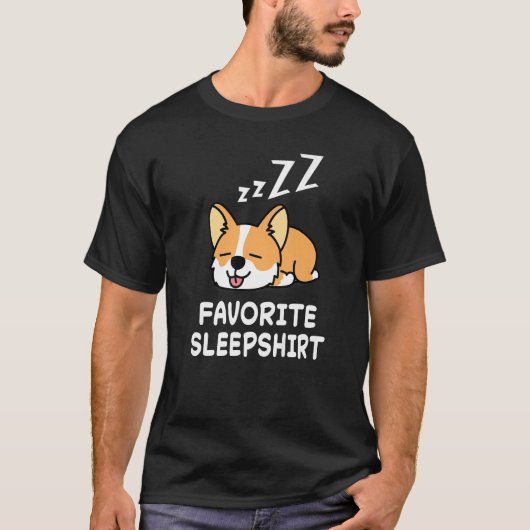 T-shirt Dog Corgi Dogs Nap Sleeping Sleep Pajama Pajamas N (Devant)