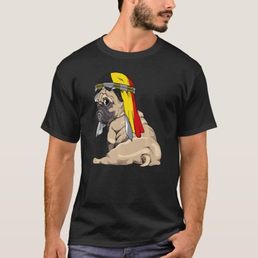 T-shirt Dog Cute Pug Retro Belgium Flag Pride (Devant)