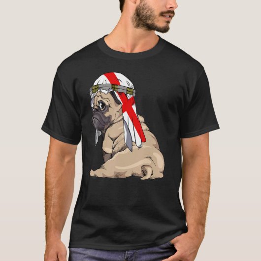 T-shirt Dog  Cute Pug Retro England Flag Pride (Devant)
