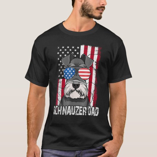 T-shirt Dog Dad Fathers Day  Mini Schnauzer USA Flag 4th o (Devant)