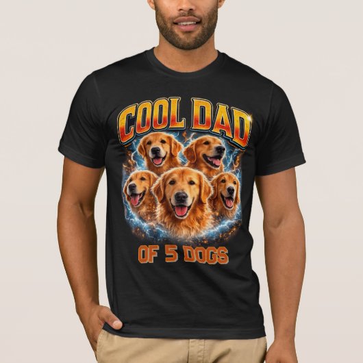 T-shirt Dog Dad Portrait Personalized Number Custom Design (Devant)