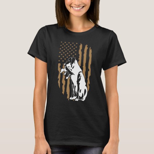 T-shirt Dog Duck Hunting American Flag (Devant)