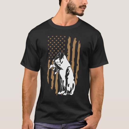 T-shirt Dog Duck Hunting American Flag (Devant)