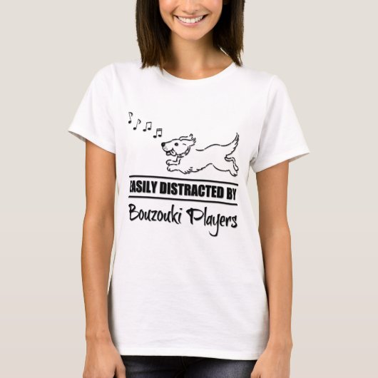 T-shirt Dog Easily Distracted By Bouzouki Players Music (Devant)