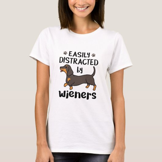T-shirt Dog Easily Distracted by Wieners (Devant)