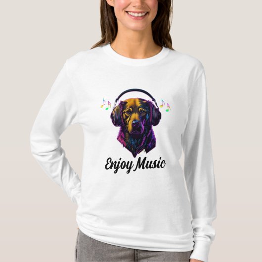 T-shirt Dog Enjoy Music (Devant)