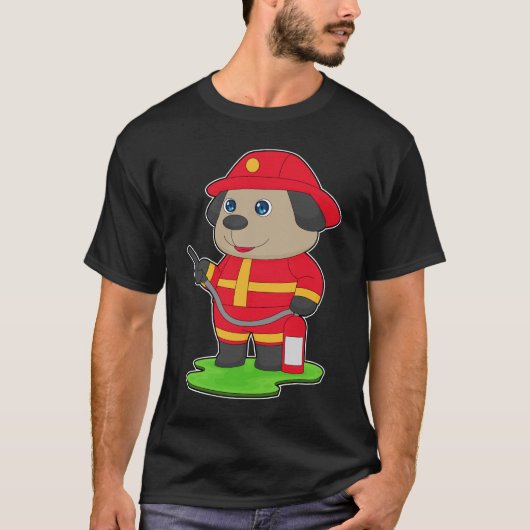T-shirt Dog Firefighter Fire extinguisher Fire department (Devant)