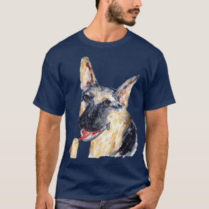 T-shirt Dog German Sheperd brushing teeth bath watercolor