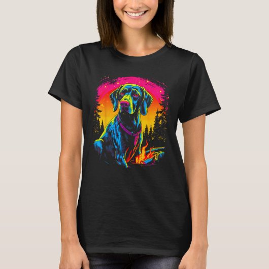 T-shirt Dog German Shorthaired Pointer Camping (Devant)