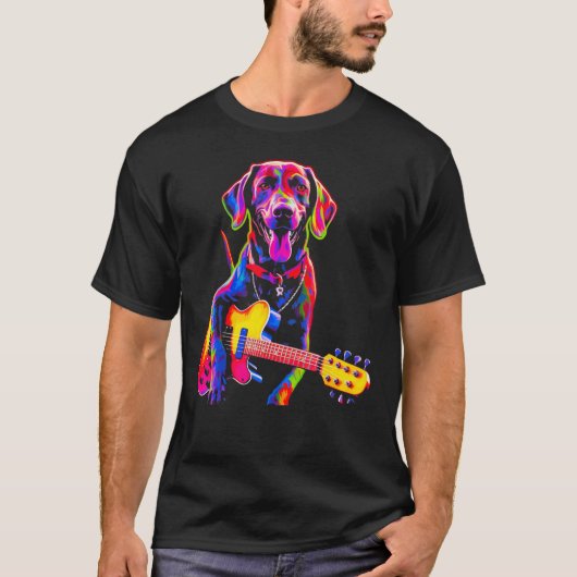 T-shirt Dog German Shorthaired Pointer Guitar (Devant)