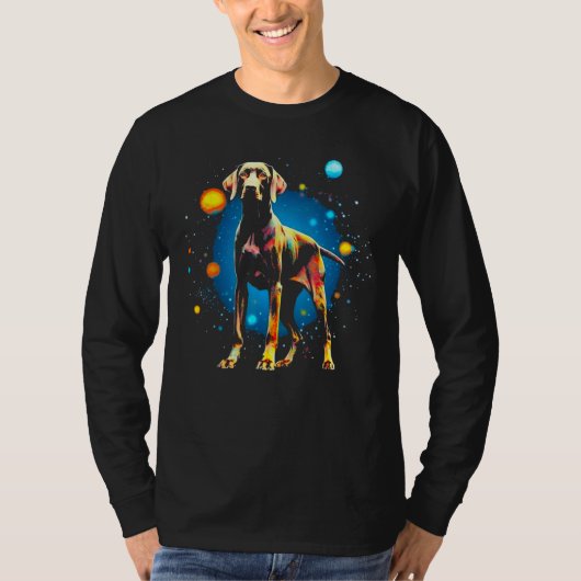 T-shirt Dog German Shorthaired Pointer Planet Space (Devant)