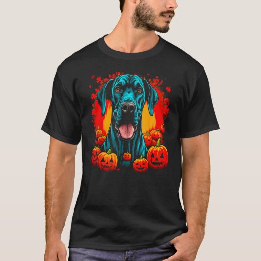 T-shirt Dog Great Dane Halloween Theme (Devant)