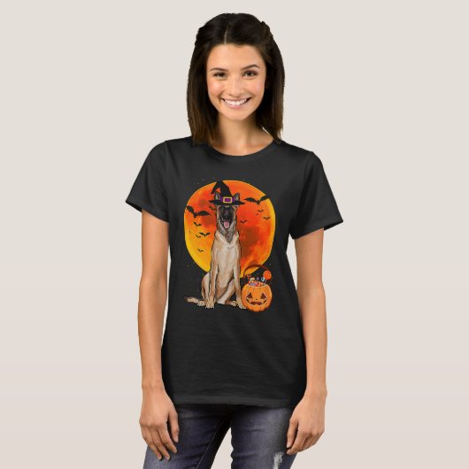 T-shirt Dog Halloween Belgian Malinoi Jack O Lantern Pumpk (Devant entier)