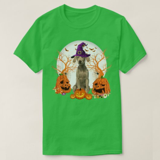 T-shirt Dog Halloween Weimaraner Dog Jack O Lantern Pumpki (Design devant)