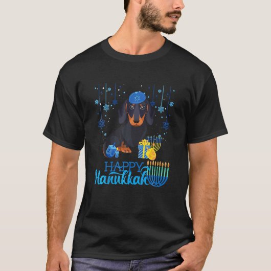 T-shirt Dog Hanukkah Chanukah Menorah Christmas (Devant)