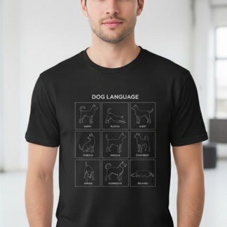 T-shirt Dog Language Body Tone Chart Minimalist Line Art