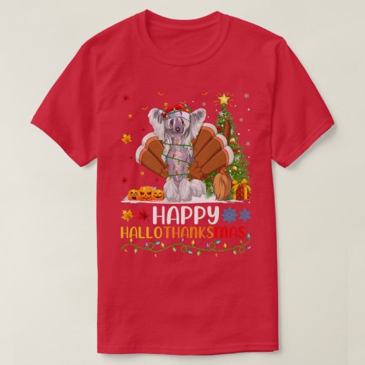 T-shirt Dog Lover Funny Happy Chinese Crested Dog HelloTha (Design devant)