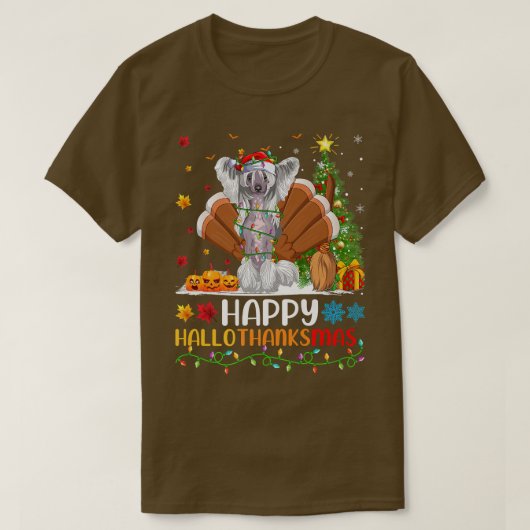 T-shirt Dog Lover Funny Happy Chinese Crested Dog HelloTha (Design devant)