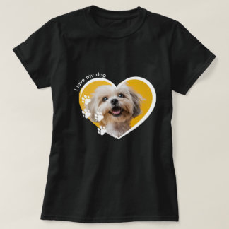 T-shirt Dog Lover Heart Photo Paw Print Design