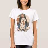 T-shirt Dog Mom Hugging Fluffy Puppy Cute Pet Moment (Devant)