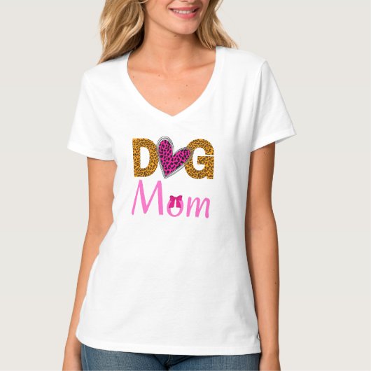 T-shirt Dog Mom Leopard Print/Trending Dog Lover (Devant)