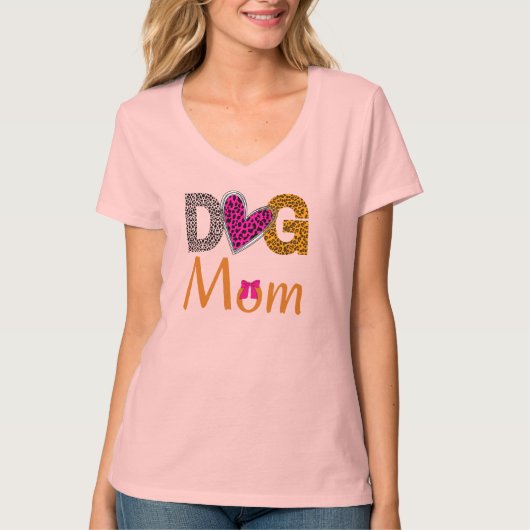 T-shirt Dog Mom Leopard  Print /Trending Dog Lover Gift (Devant)