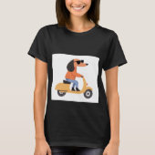 T-shirt Dog on Scooter - Funny and Stylish Illustration (Devant)