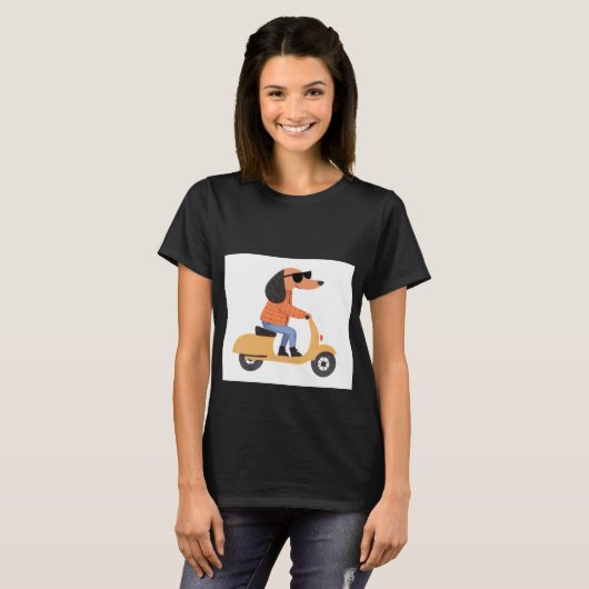 T-shirt Dog on Scooter - Funny and Stylish Illustration (Devant entier)