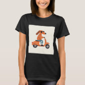T-shirt Dog on Scooter - Funny and Stylish Illustration (Devant)