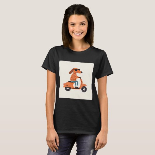 T-shirt Dog on Scooter - Funny and Stylish Illustration (Devant entier)