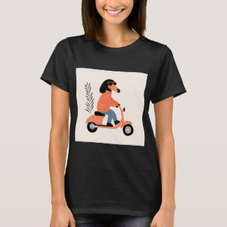 T-shirt Dog on Scooter - Funny and Stylish Illustration