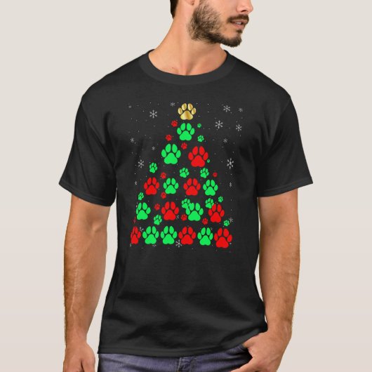 T-shirt Dog Print Christmas Tree Funny Dog Lovers Christma (Devant)