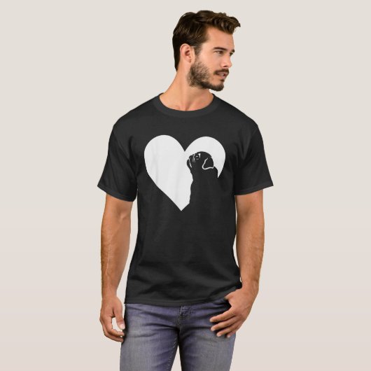 T-shirt Dog Pug Heart Silhouette Pug  for Men Women Girls  (Devant entier)