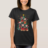 T-shirt Dog Pugs Christmas Tree Cute Xmas (3) (Devant)