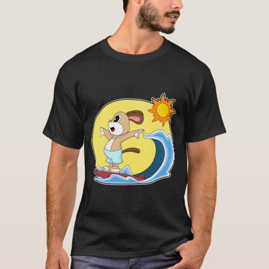 T-shirt Dog Surfing Surfboard Summer (Devant)