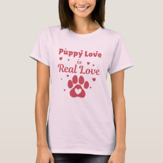 T-shirt Dog Valentine Gift with Cute Puppy Love Paw Art