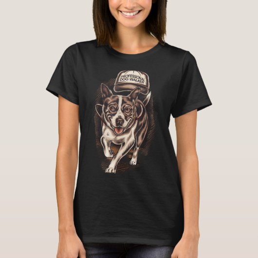 T-shirt Dog Waking Professional Dog Walker Hat Graphic  (Devant)