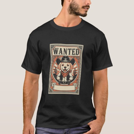 T-shirt Dog wasted Cute Western cowboy sheriff hat (Devant)