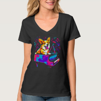 T-shirt Dog Welsh Corgi Pianist