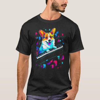 T-shirt Dog Welsh Corgi Piano