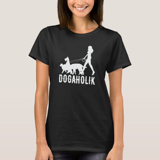T-shirt Dogaholic Walking With Dog Costume (Devant)