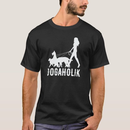 T-shirt Dogaholic  Walking With Dog Costume (Devant)