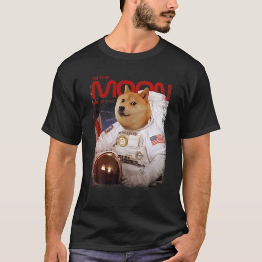 T-shirt DOGE HODL À L'Astronaut Lune DOGE Crypto Mème D (Devant)