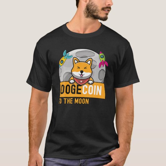 T-shirt Dogecoin À Moon Doge Rocket Crypto Meme (Devant)