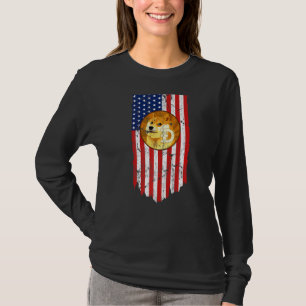 T-shirt Dogecoin Doge Cryptomonnaie American Flag Grunge