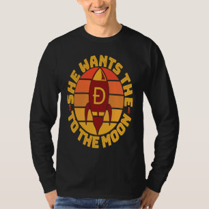 T-shirt Dogecoin mème Doge Elle veut la fusée D vers