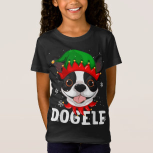 T-Shirt Dogelf Boston Terrier Chien drôle Vilain Noël