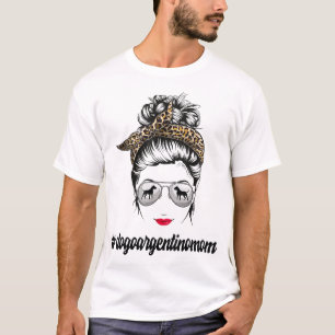 T-shirt Dogo Argentino Chien Maman Messy Bun Leopard Femme